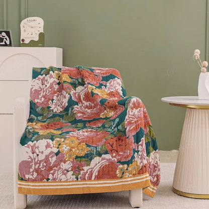 Cotton Throw Blanket Breathable Tropical Print 79x90