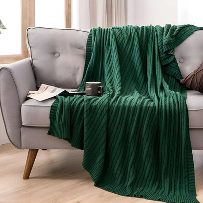 Cotton Throw Blanket Cable Knit Soft & Breathable