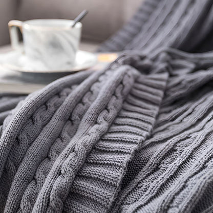 Cotton Throw Blanket Cable Knit Soft & Breathable