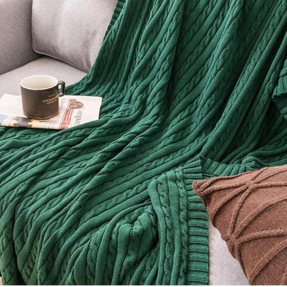 Cotton Throw Blanket Cable Knit Soft & Breathable