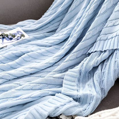 Cotton Throw Blanket Cable Knit Soft & Breathable