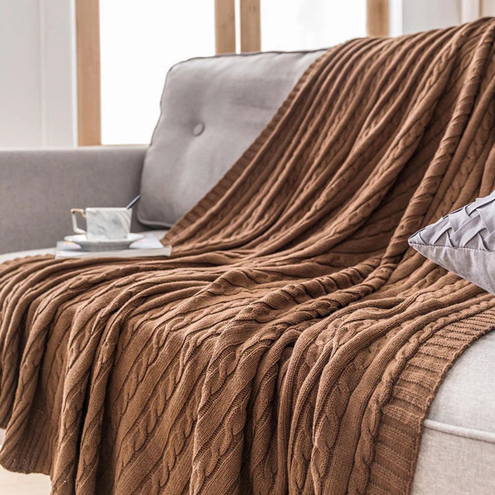 Cotton Throw Blanket Cable Knit Soft & Breathable