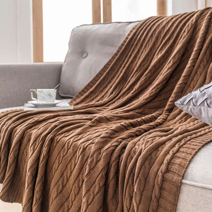 Cotton Throw Blanket Cable Knit Soft & Breathable