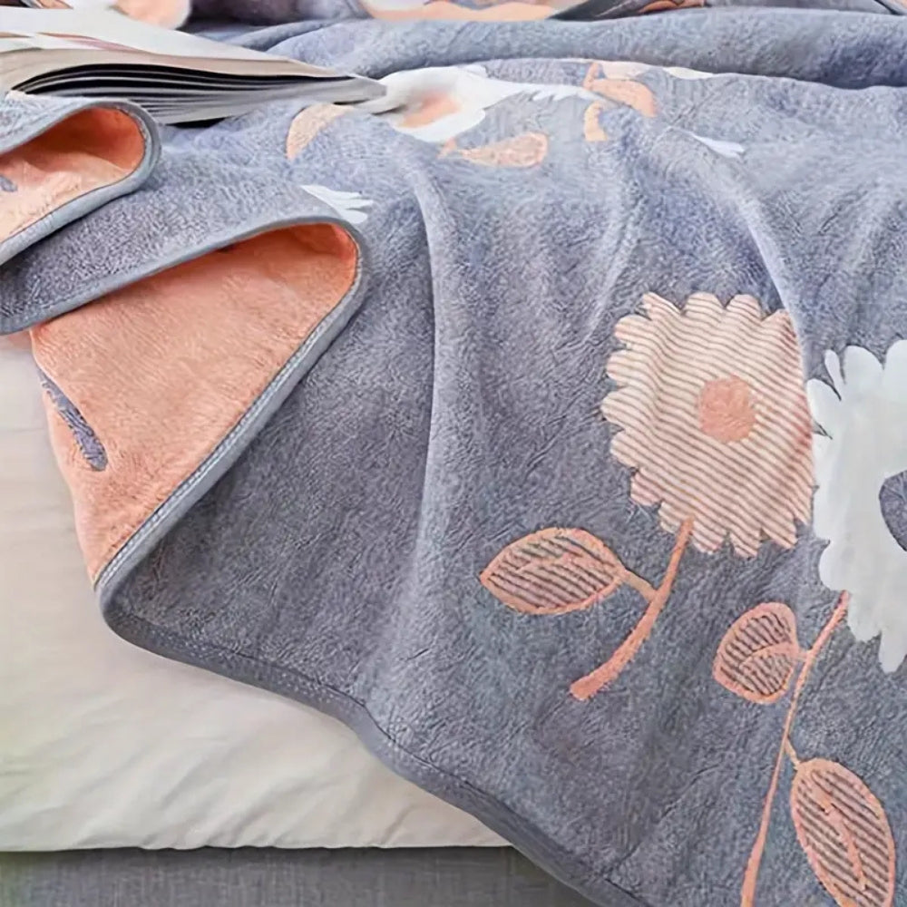 Cotton Throw Blanket Reversible Floral Machine Washable