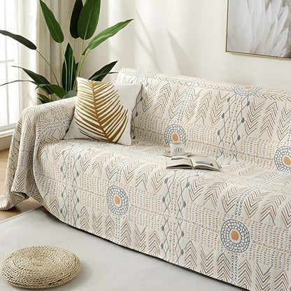 Cotton Throw Blanket Reversible Ultra-Soft Machine Washable