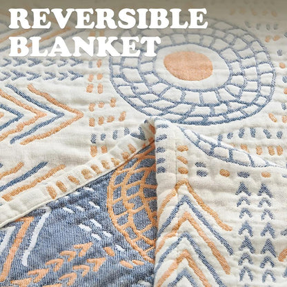 Cotton Throw Blanket Reversible Ultra-Soft Machine Washable