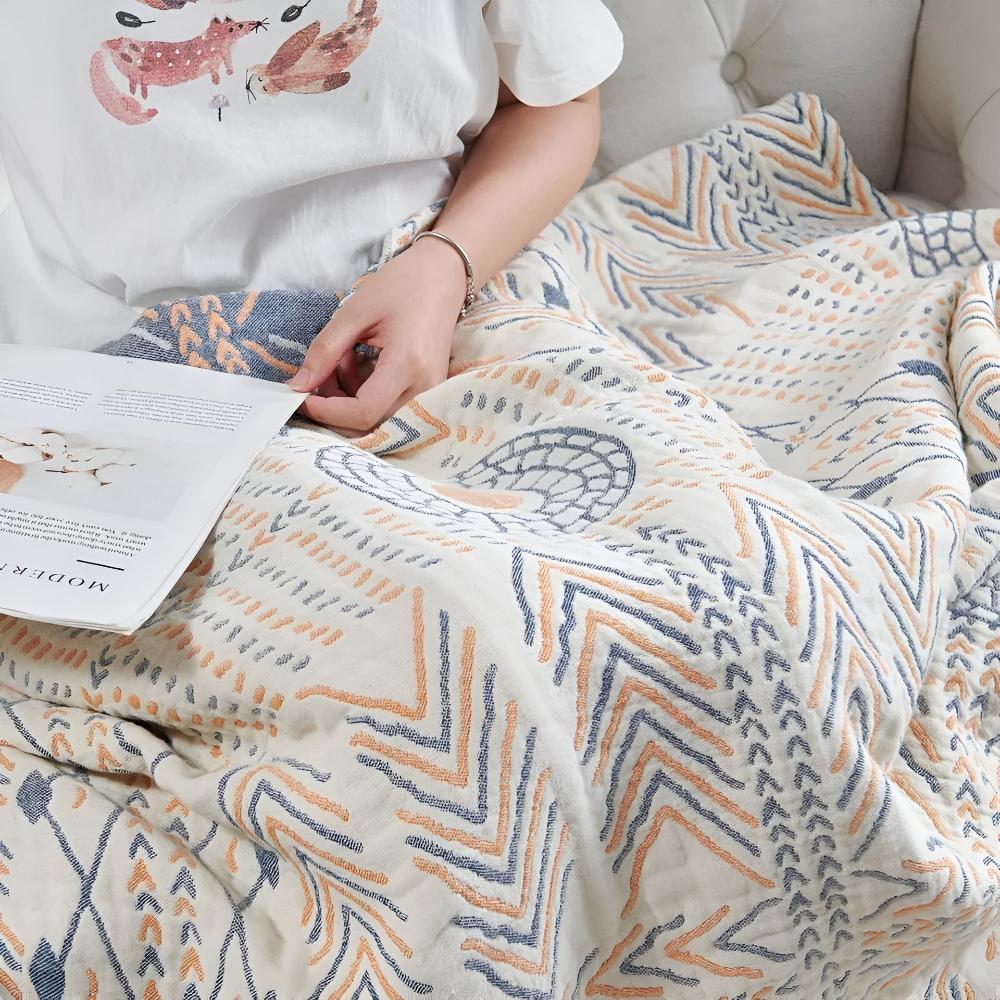 Cotton Throw Blanket Reversible Ultra-Soft Machine Washable
