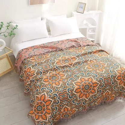 Cotton Throw Blanket Woven Mandala Oversized