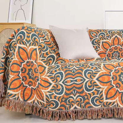 Cotton Throw Blanket Woven Mandala Oversized