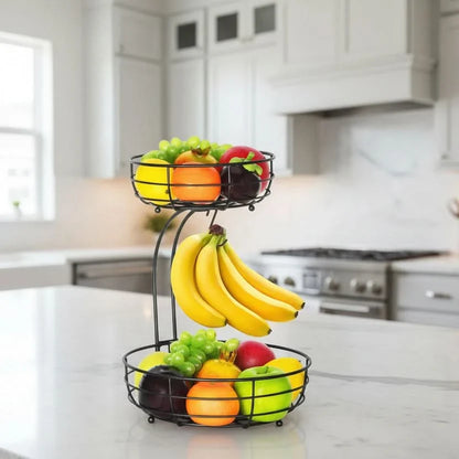 Countertop Fruit Basket Two-Tier Space-Saving Metal