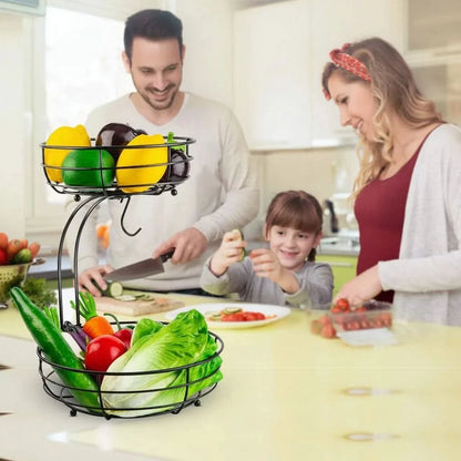 Countertop Fruit Basket Two-Tier Space-Saving Metal