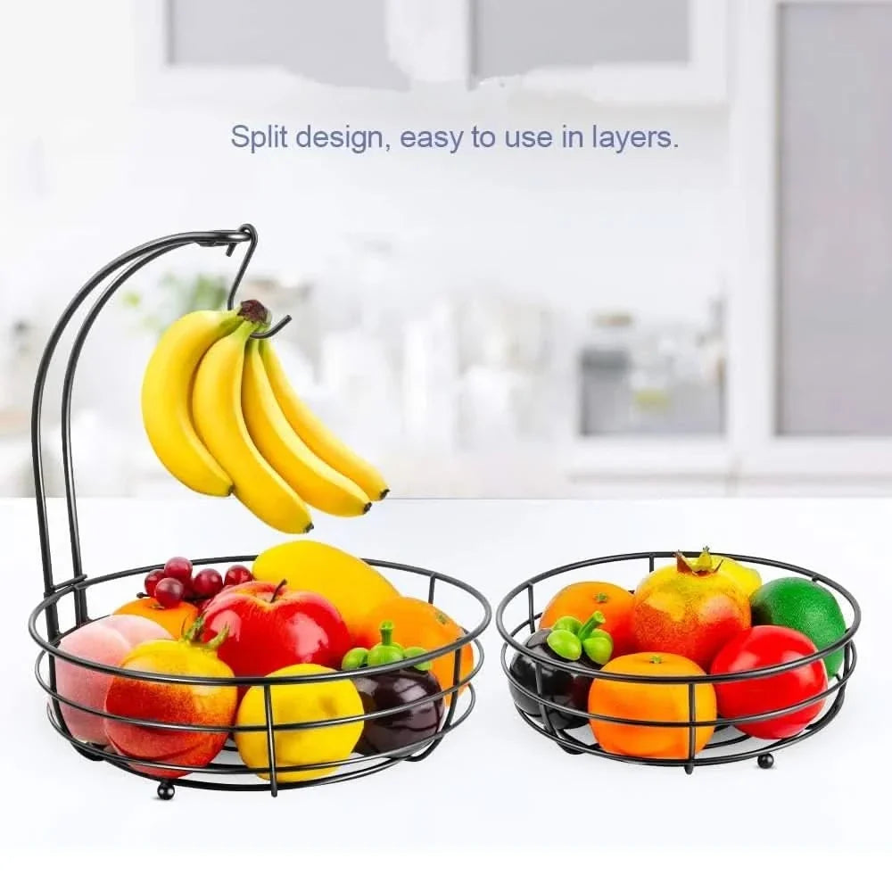 Countertop Fruit Basket Two-Tier Space-Saving Metal