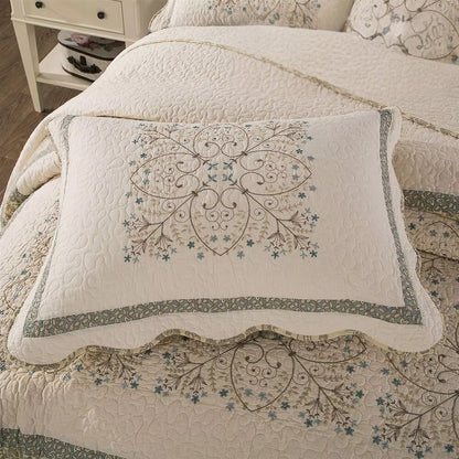 Coverlet 3-Piece Set Reversible Embroidered Lightweight Polyester