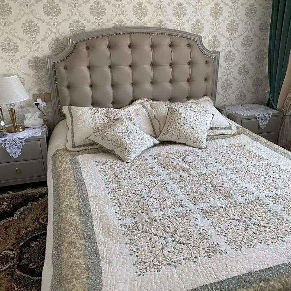 Coverlet 3-Piece Set Reversible Embroidered Lightweight Polyester