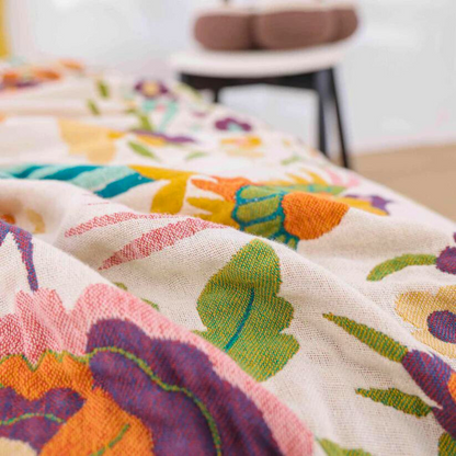 Coverlet Cotton Gauze Reversible Floral