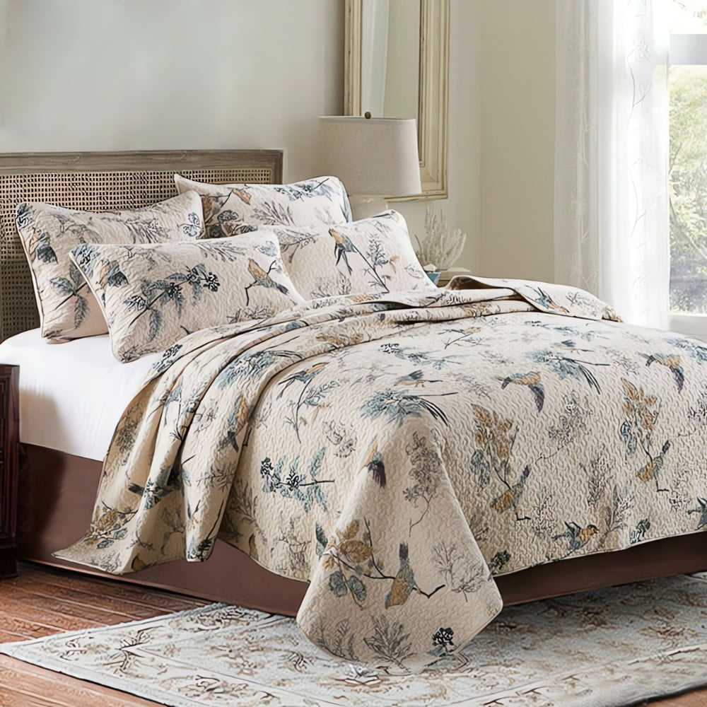 Coverlet Set Microfiber Reversible Floral Set of 3