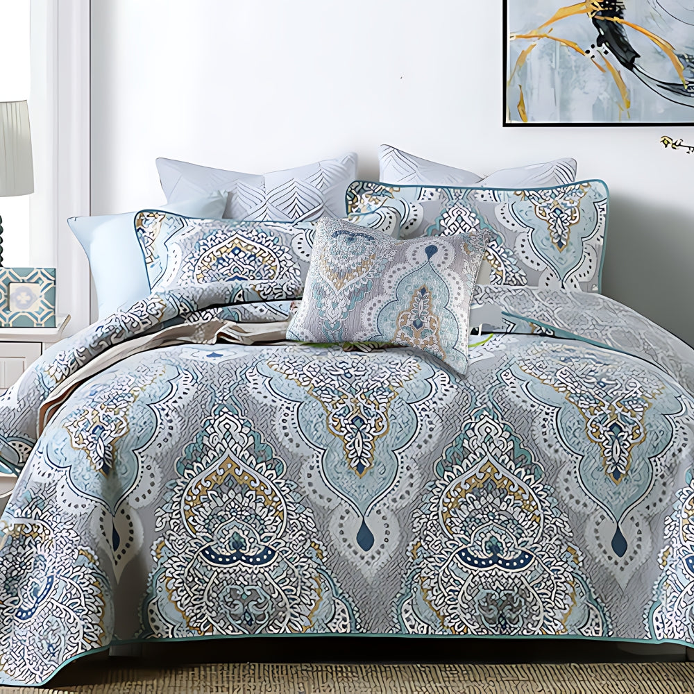 Coverlet Set Queen 91x98 Reversible Paisley Soft Breathable
