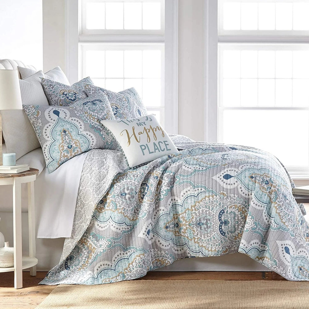 Coverlet Set Queen 91x98 Reversible Paisley Soft Breathable
