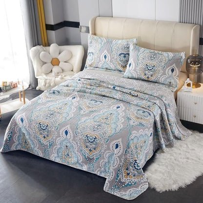 Coverlet Set Queen 91x98 Reversible Paisley Soft Breathable