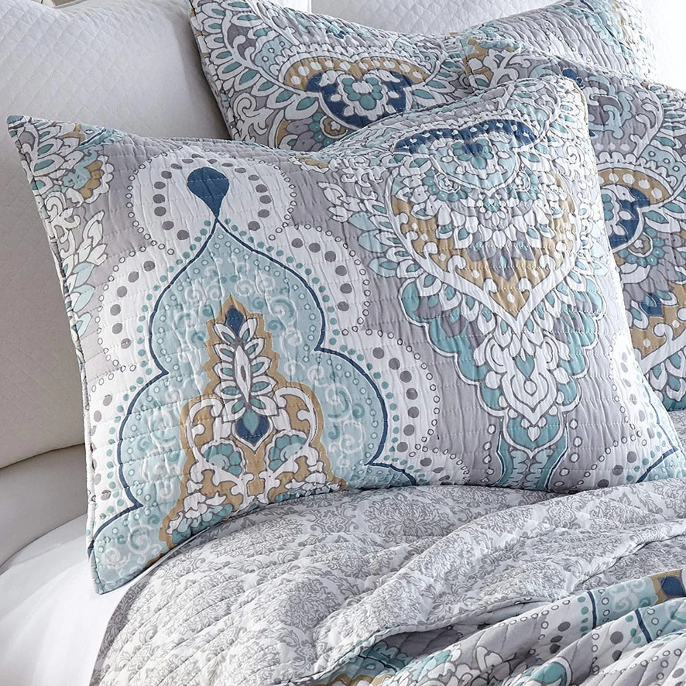 Coverlet Set Queen 91x98 Reversible Paisley Soft Breathable