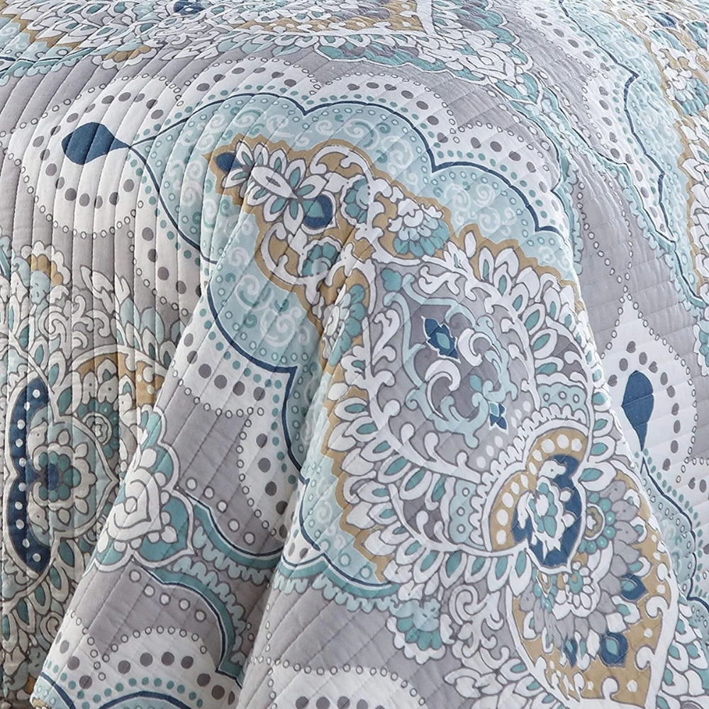 Coverlet Set Queen 91x98 Reversible Paisley Soft Breathable