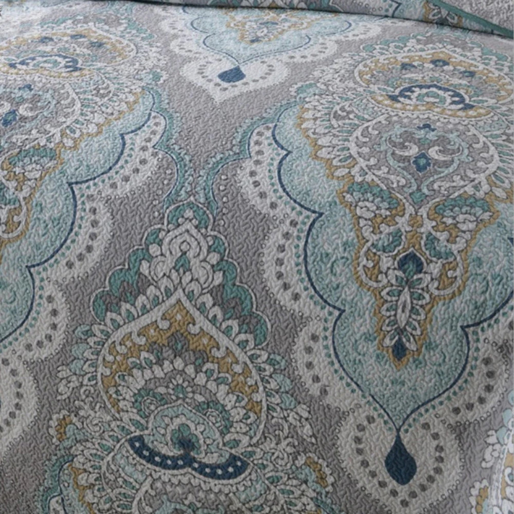 Coverlet Set Queen 91x98 Reversible Paisley Soft Breathable