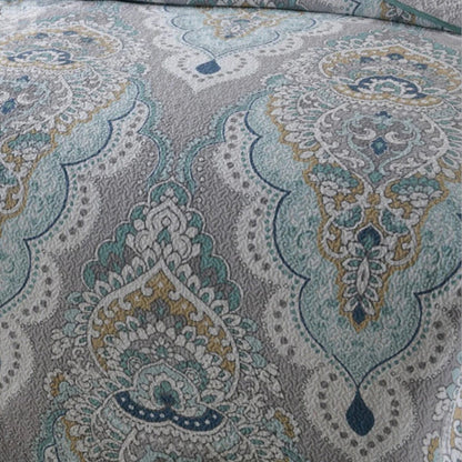 Coverlet Set Queen 91x98 Reversible Paisley Soft Breathable