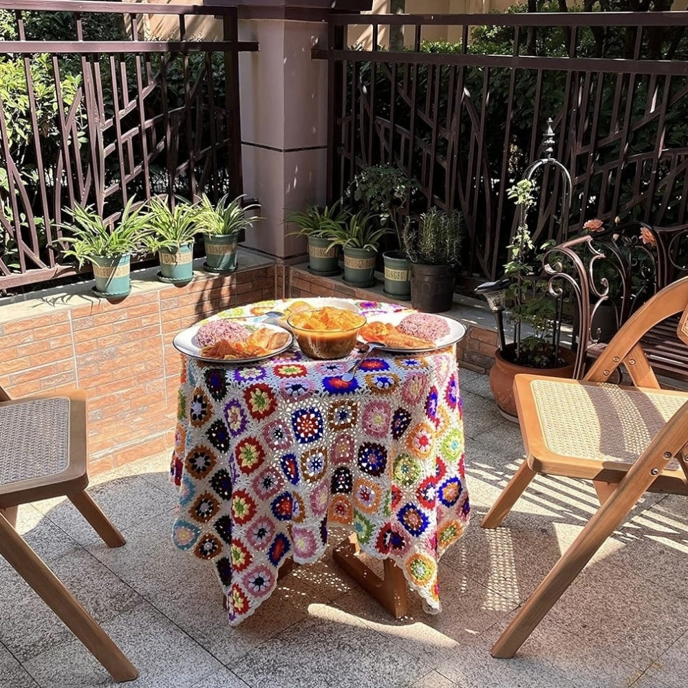 Crochet Throw Blanket Handmade Floral Soft
