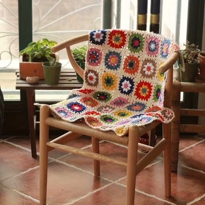 Crochet Throw Blanket Handmade Floral Soft