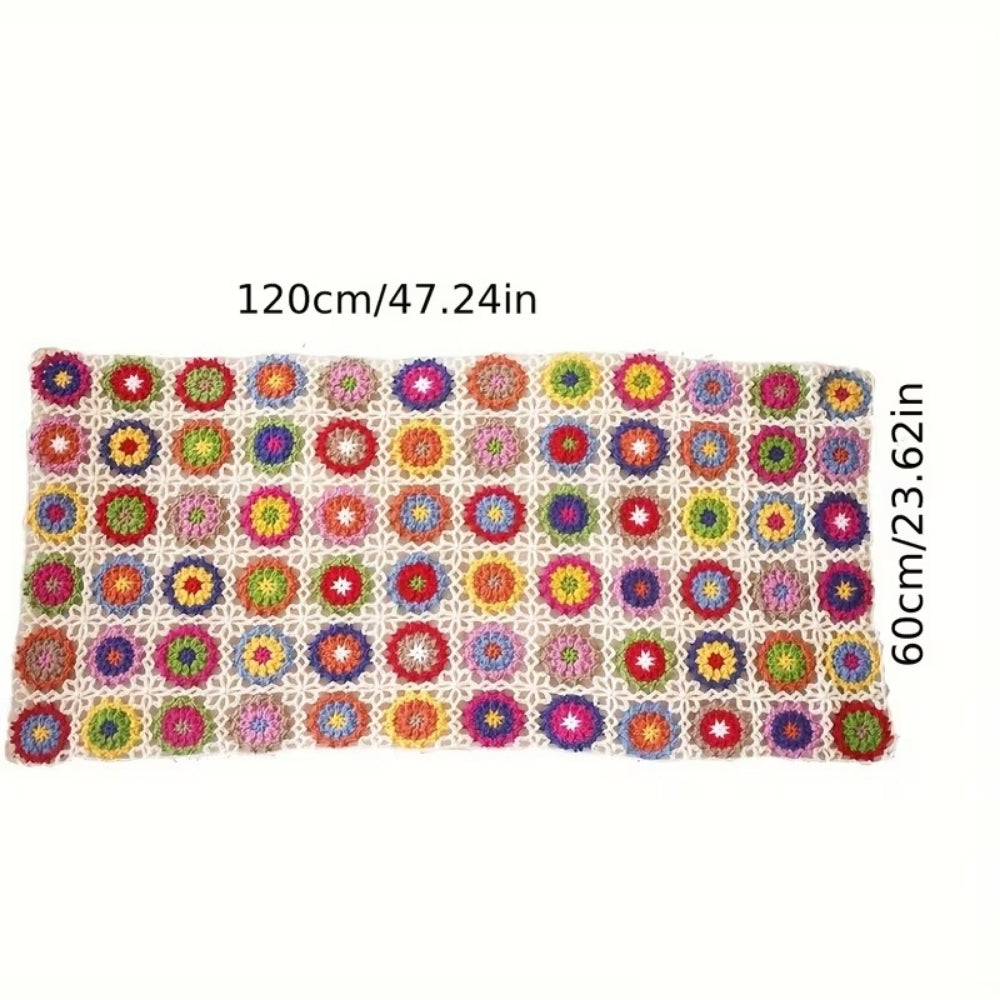 Crochet Throw Blanket Handmade Floral Soft