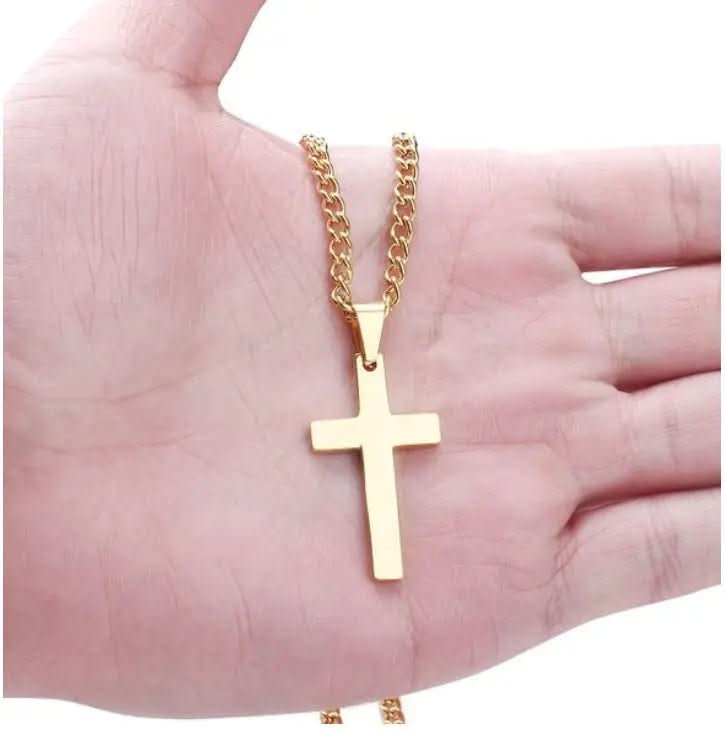 Cross Necklace Stainless Steel Pendant Classic Design 23.62-Inch Chain