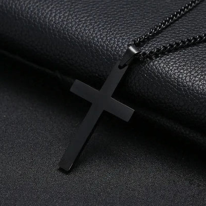 Cross Necklace Stainless Steel Pendant Classic Design 23.62-Inch Chain