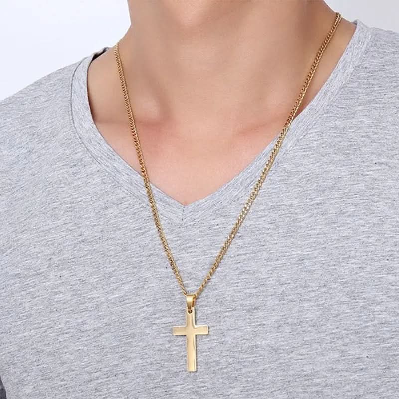 Cross Necklace Stainless Steel Pendant Classic Design 23.62-Inch Chain
