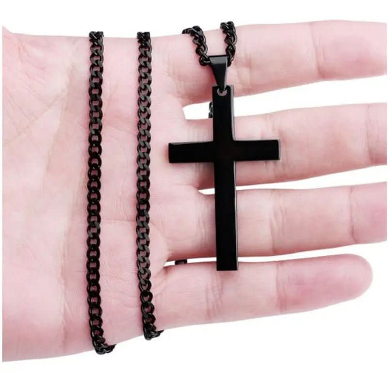 Cross Necklace Stainless Steel Pendant Classic Design 23.62-Inch Chain