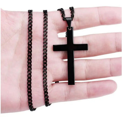 Cross Necklace Stainless Steel Pendant Classic Design 23.62-Inch Chain