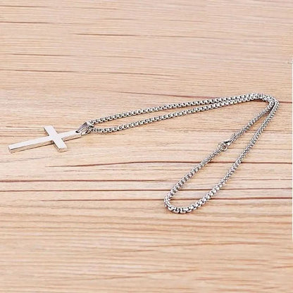 Cross Pendant Necklace Stainless Steel 23.6-Inch Chain