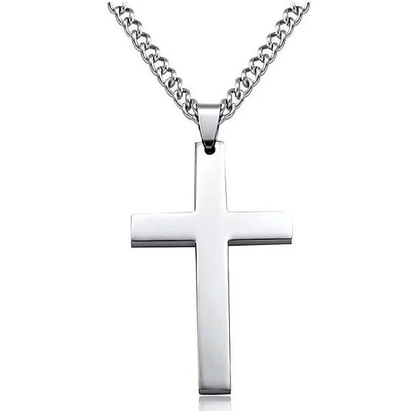 Cross Pendant Necklace Stainless Steel 23.6-Inch Chain