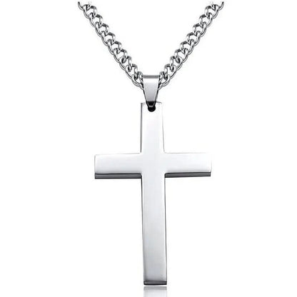 Cross Pendant Necklace Stainless Steel 23.6-Inch Chain