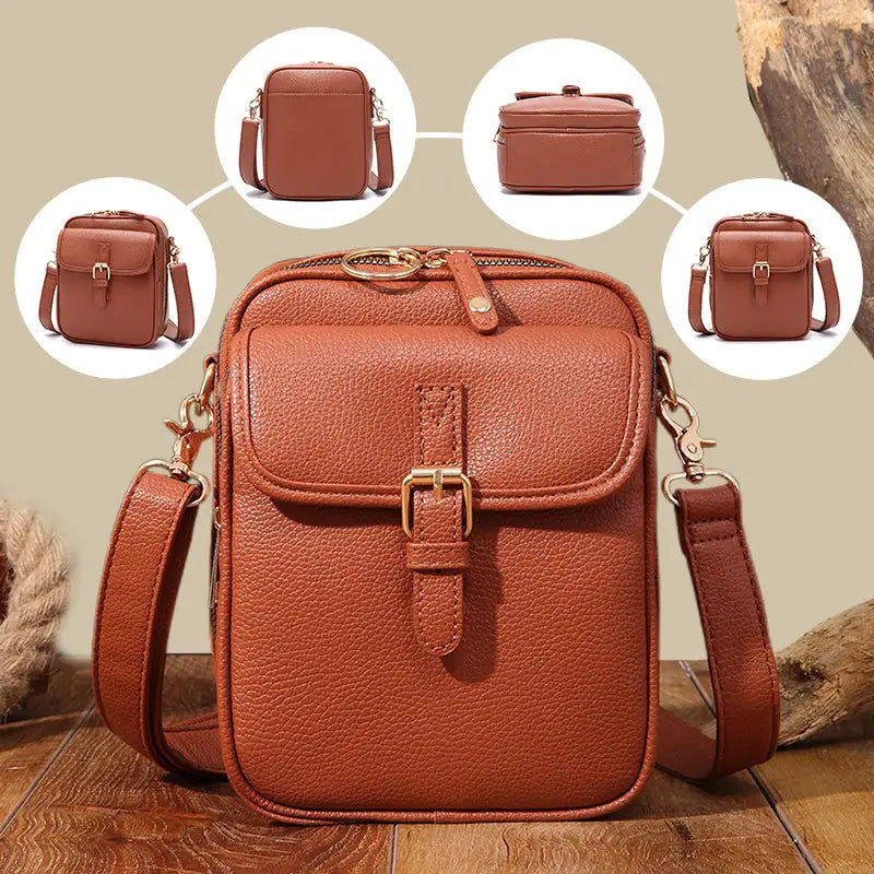 Crossbody Bag Anti-Theft Zippers Compact Square Adjustable Strap