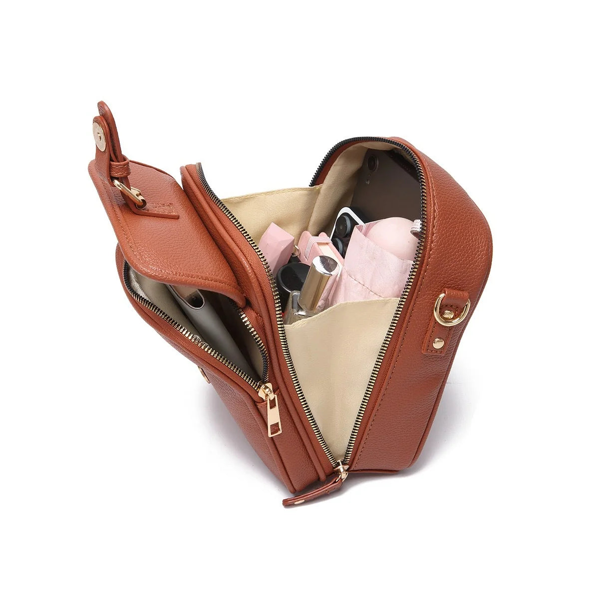 Crossbody Bag Anti-Theft Zippers Compact Square Adjustable Strap