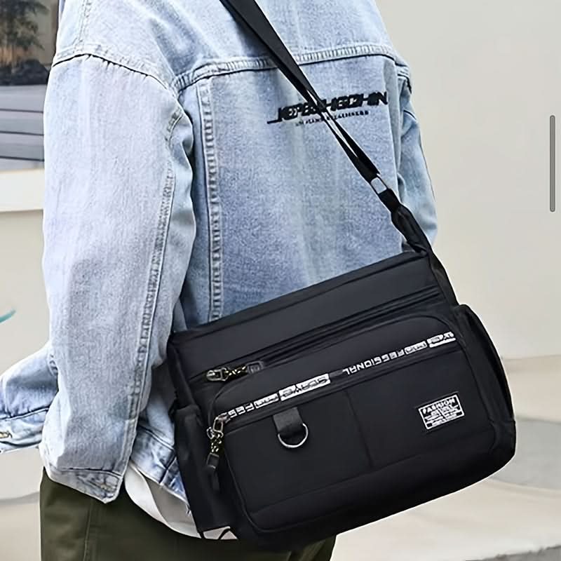 Crossbody Bag Lightweight Nylon Multiple Compartments Adjustable Strap