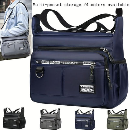 Crossbody Bag Lightweight Nylon Multiple Compartments Adjustable Strap