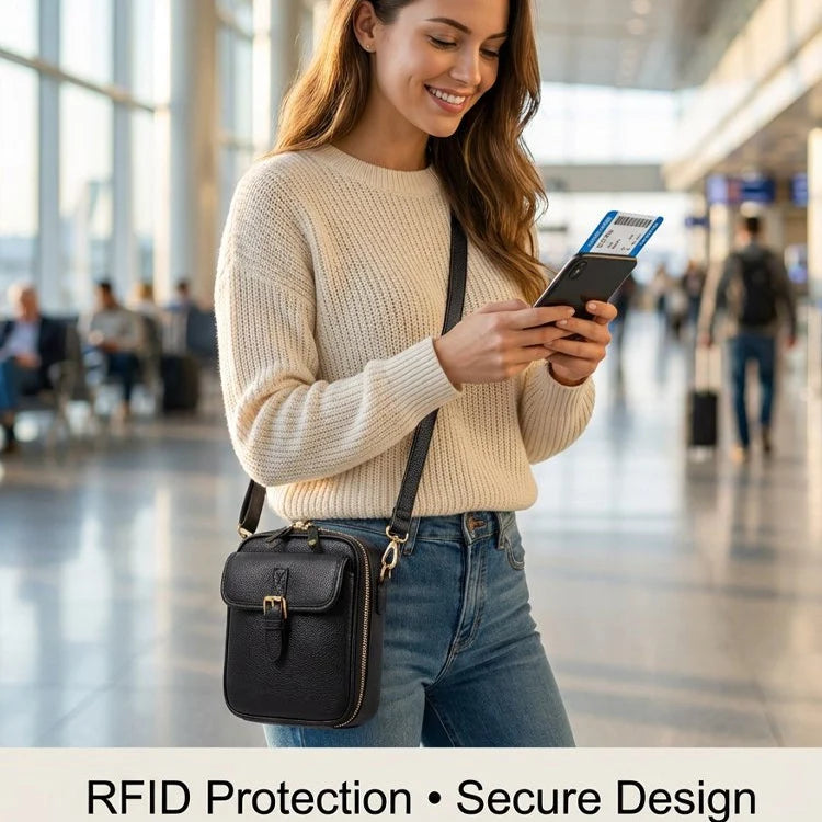 Crossbody Bag RFID-Blocking 15-Slot Built-In Wallet