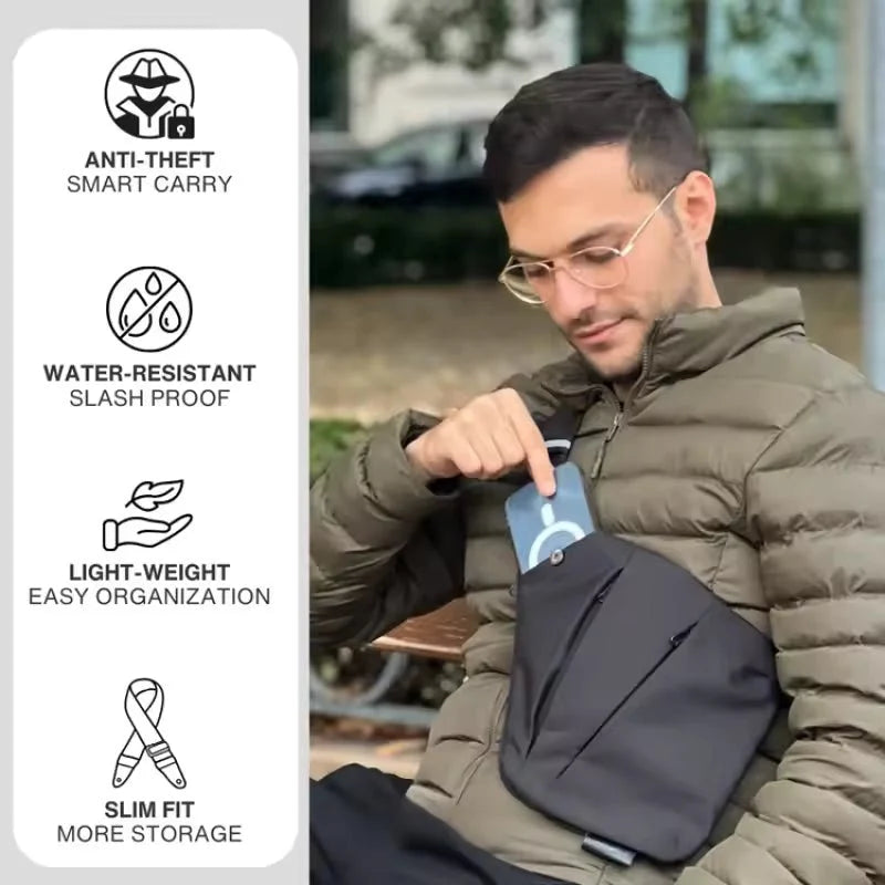 Crossbody Bag RFID-Blocking Cut-Resistant Strap Water-Repellent \񎢀