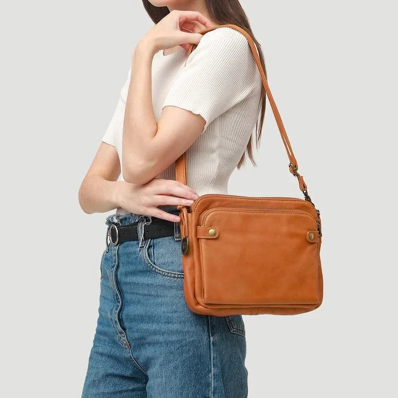 Crossbody Bag Three Compartments RFID-Blocking Wallet Convertible Carry