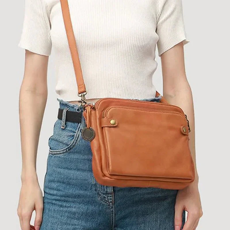 Crossbody Bag Three Compartments RFID-Blocking Wallet Convertible Carry