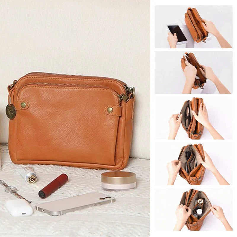 Crossbody Bag Three Compartments RFID-Blocking Wallet Convertible Carry