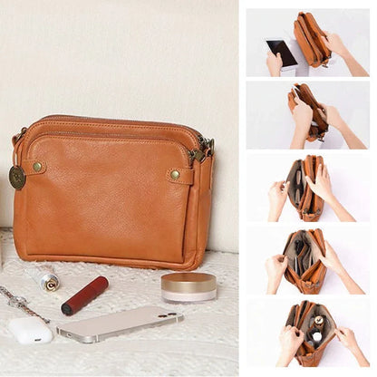 Crossbody Bag Three Compartments RFID-Blocking Wallet Convertible Carry