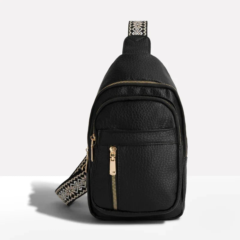 Crossbody Bag Water-Resistant PU Leather Five Compartments & Hidden Pocket