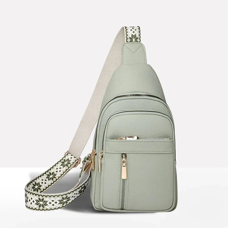 Crossbody Bag Water-Resistant PU Leather Five Compartments & Hidden Pocket